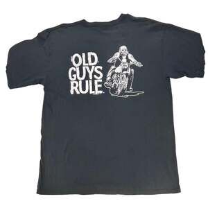 VTG Y2K Old Guys Rule Biker Graphic Short Sleeve T-Shirt - Sz L